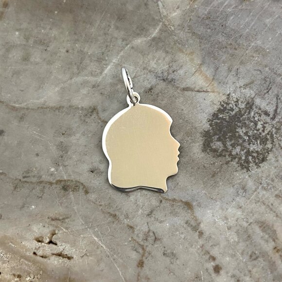 Sterling Silver 925 Female Girl Child Silhouette Profile Engravable Charm - Picture 1 of 11